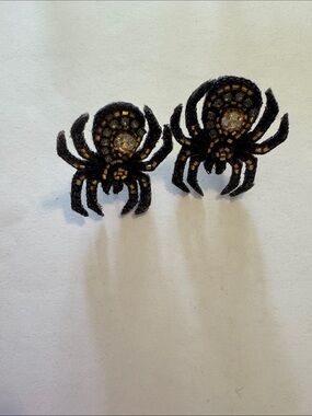 Black Beaded Spider Statement Earrings